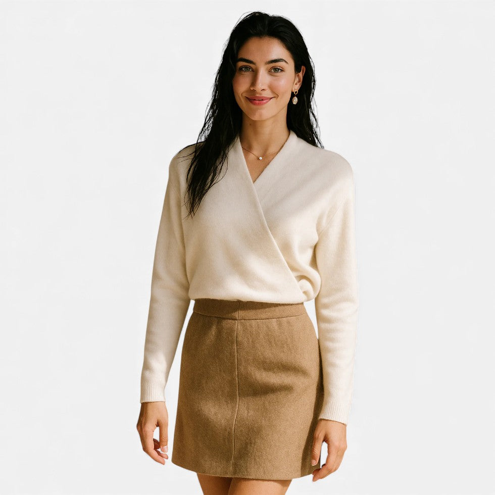 Damen Wickelpullover aus weichem Strick