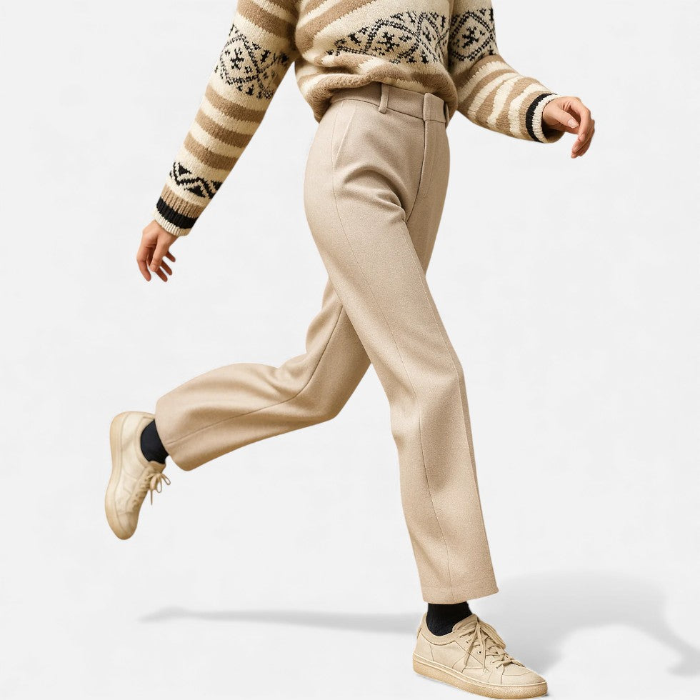 Damen Stoffhose mit Fischgrätenmuster