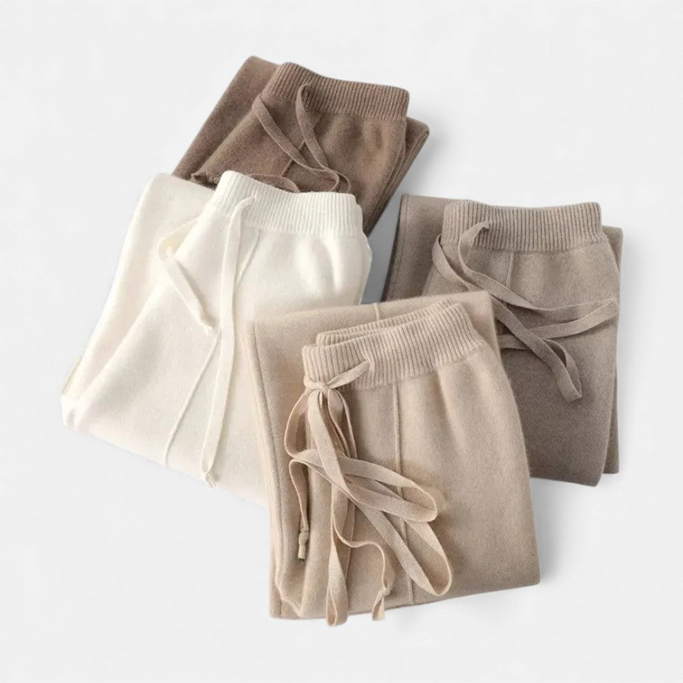 Damen Kaschmir Strickhose mit weitem Bein