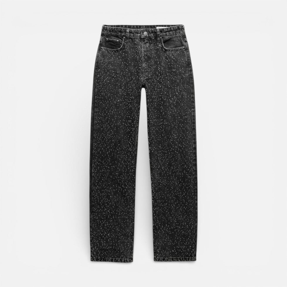 Damen Jeans mit geradem Bein und gesprenkeltem Muster