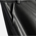 Damen Hose in Lederoptik mit weitem Bein und Gürtel