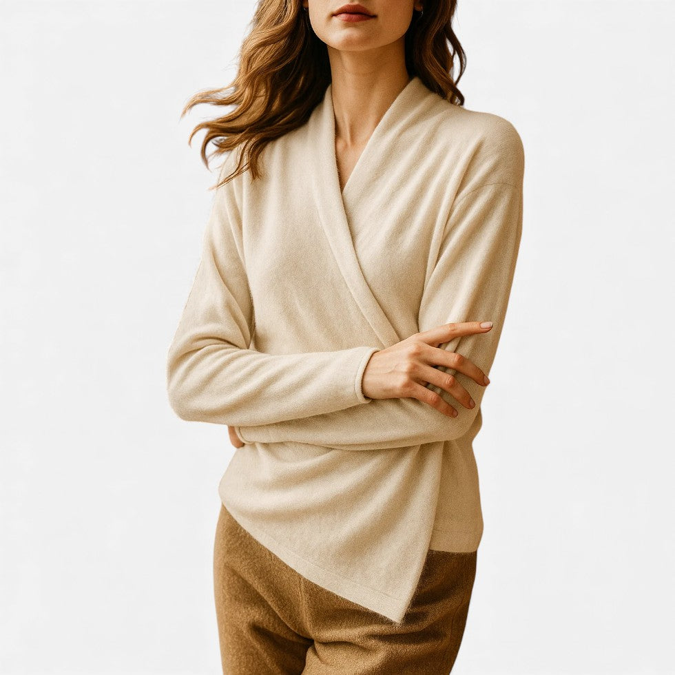 Damen Wickelpullover aus weichem Strick