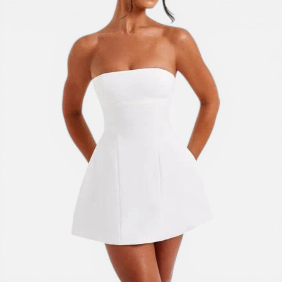 Bandeau minikjole med udstående skørt