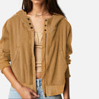 Damen Waffelstrick Kapuzenjacke