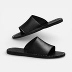 Herren Leather Pantoletten mit breitem Riemen und offener Form