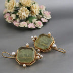 Vintage Ohrringe Damen mit facettiertem Glasstein