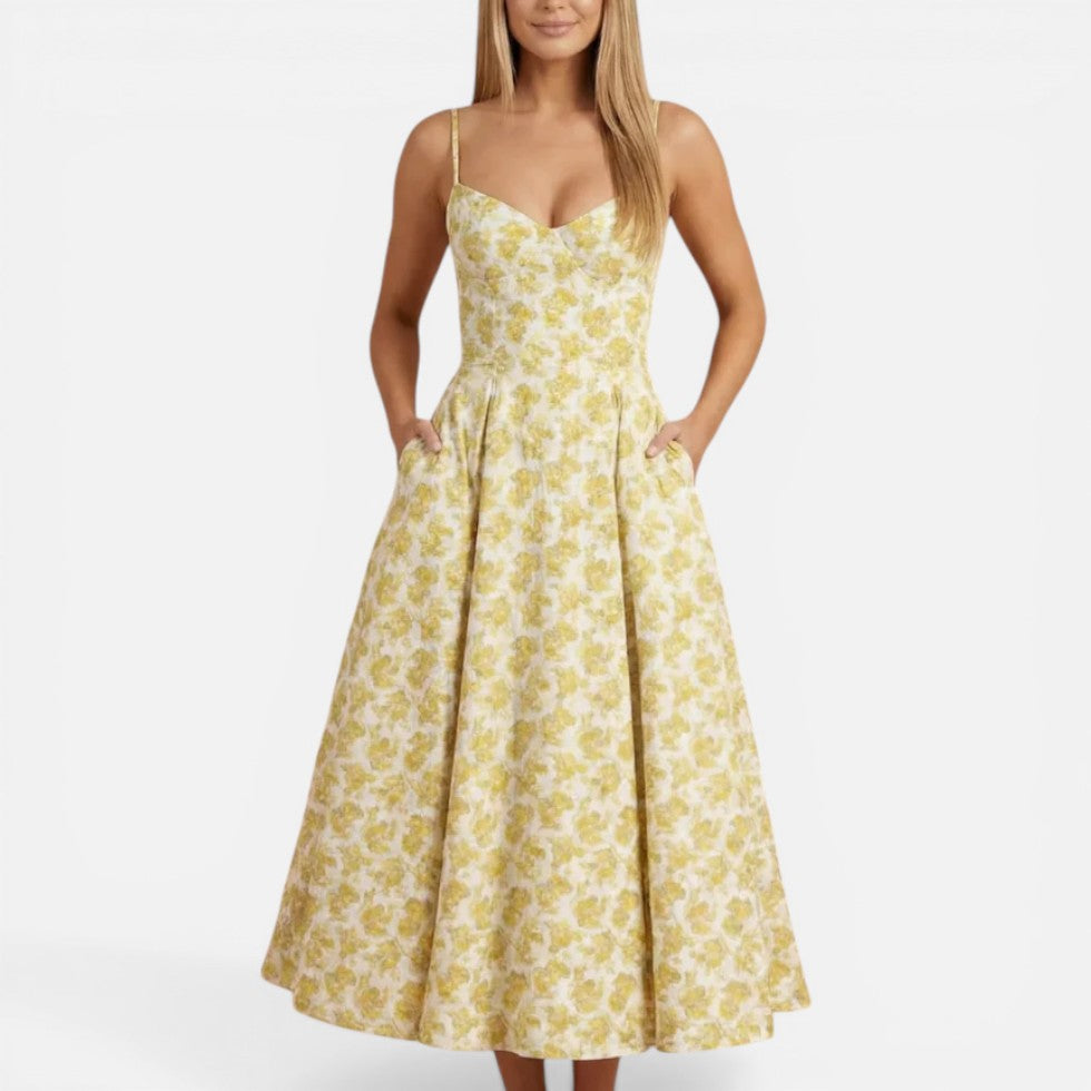 Midikleid mit Trägern und ausgestelltem Rock