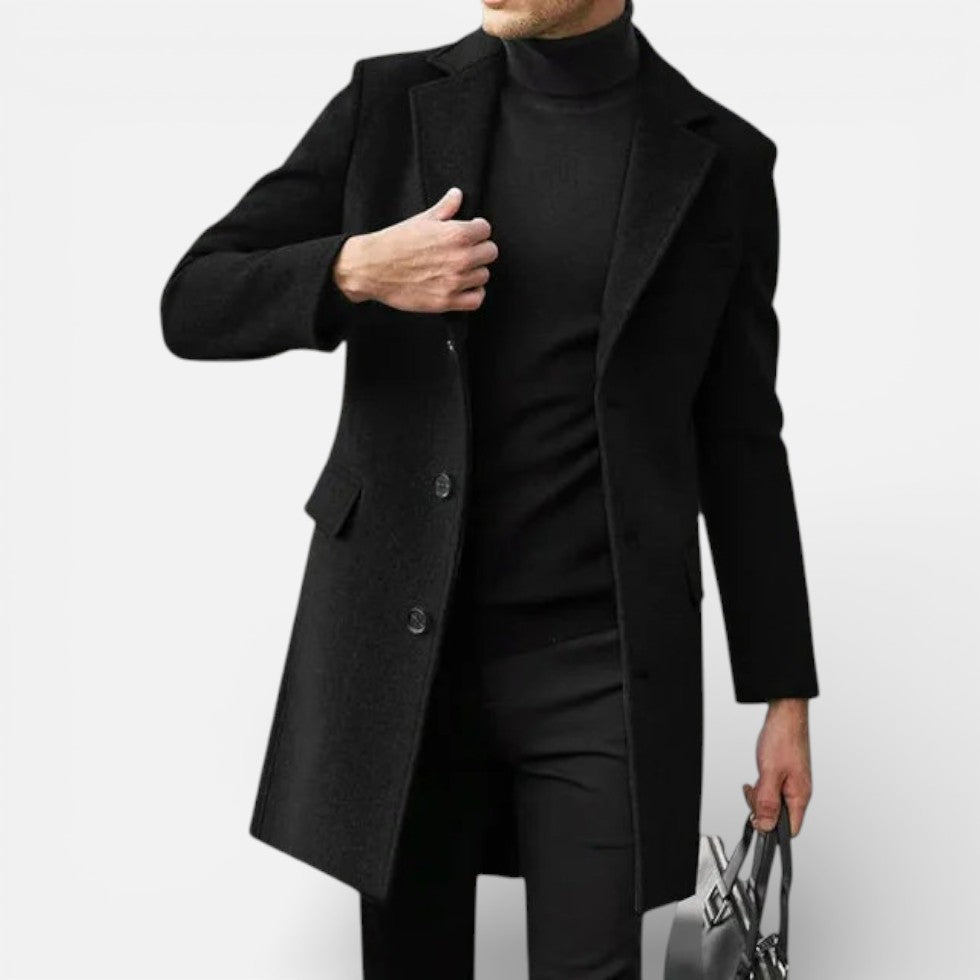 Herren Wollmantel mit klassischem Schnitt und Reverskragen