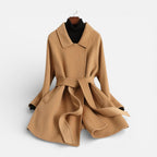 Damen Mantel mit Bindegürtel und klassischem Kragen