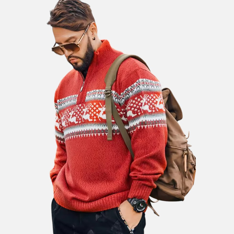Men's Christmas sweater with reindeer pattern