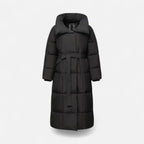 Damen Langer Steppmantel mit Gürtel Winterjacke