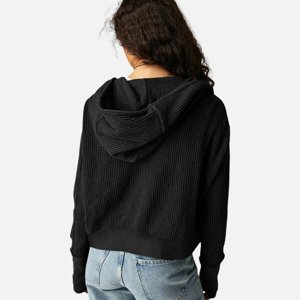 Damen Waffelstrick Kapuzenjacke