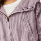 Damen Waffelstrick Kapuzenjacke