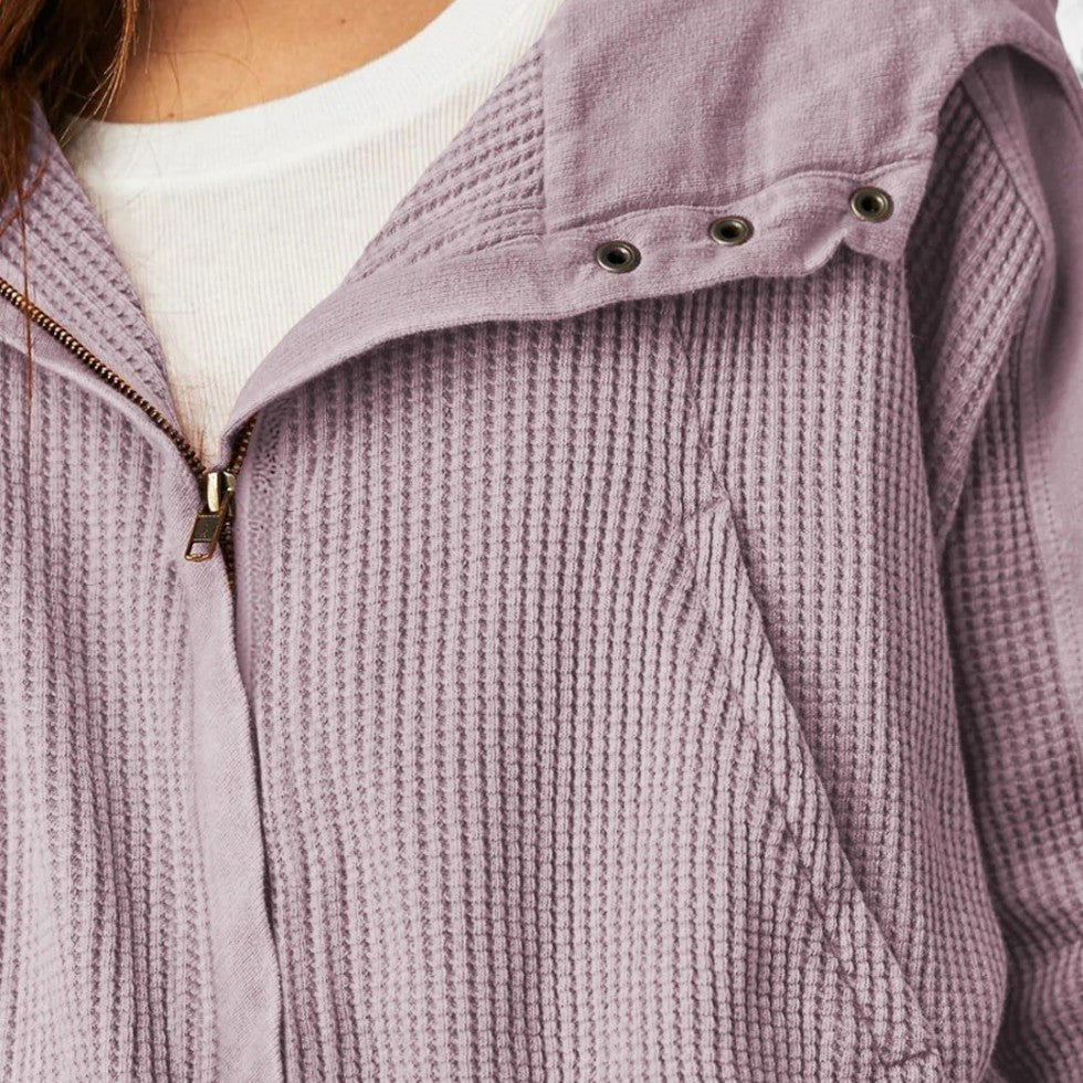 Damen Waffelstrick Kapuzenjacke