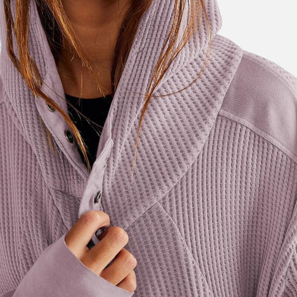 Damen Waffelstrick Kapuzenjacke