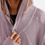 Damen Waffelstrick Kapuzenjacke