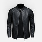 Herren Kunstlederjacke mit Stehkragen und Reißverschluss