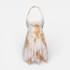 Kurzes Neckholderkleid mit Volants und Blumenmuster