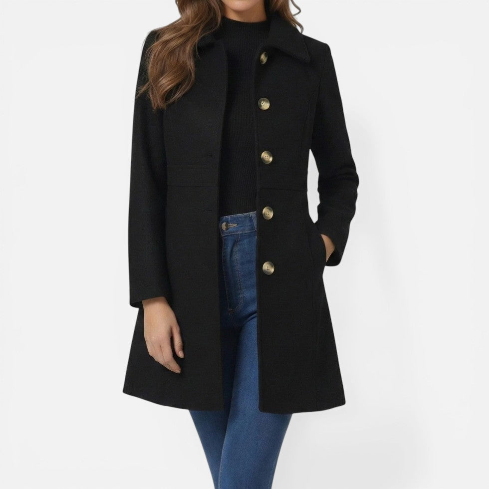 Damen Mantel mit Knopfleiste und tailliertem Schnitt