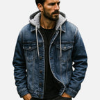 Denim jacket with hood and removable vest