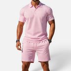 Herren Poloshirt und Shorts Set Kurzarm Strukturmuster