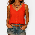 Tanktop knapstolpe ærmeløs rund hals