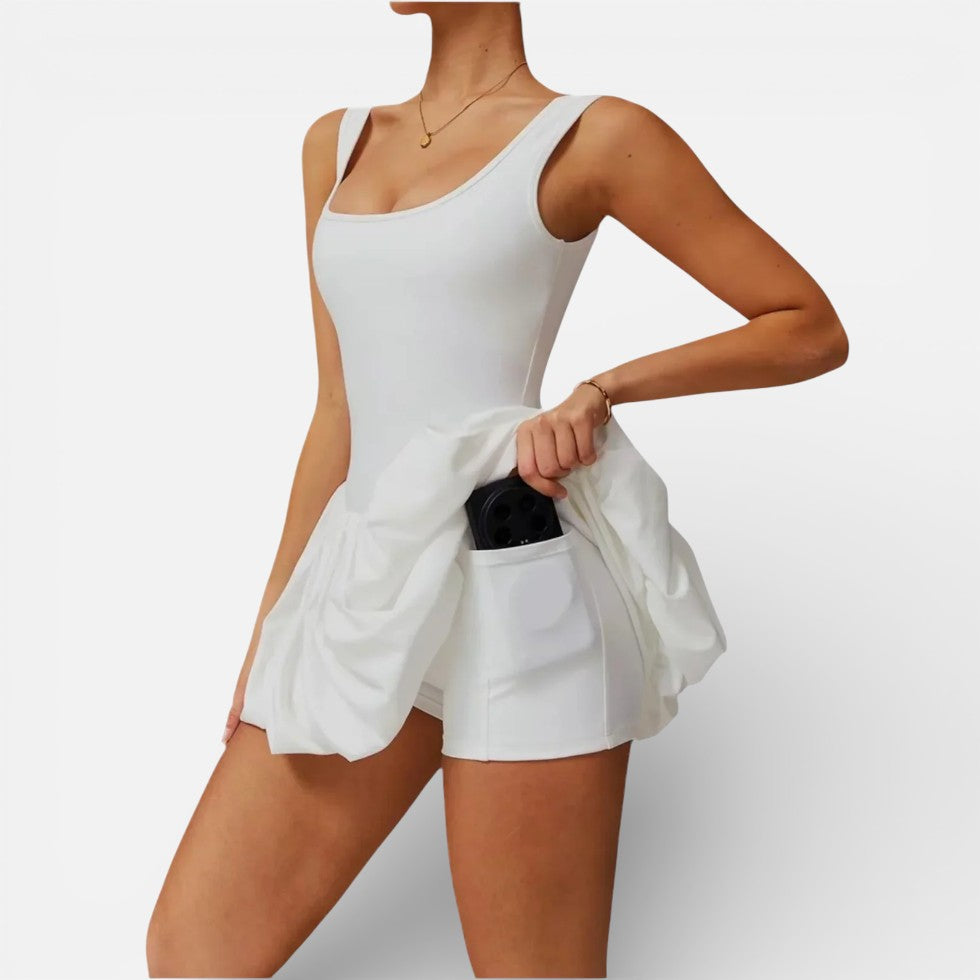 Women's sports dress with skirt and built-in shorts