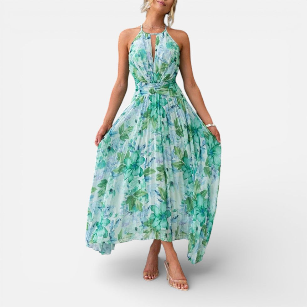 Damen Midikleid mit Neckholder und floralem Muster