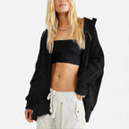 Damen Waffelstrick Kapuzenjacke