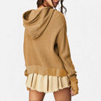 Damen Waffelstrick Kapuzenjacke