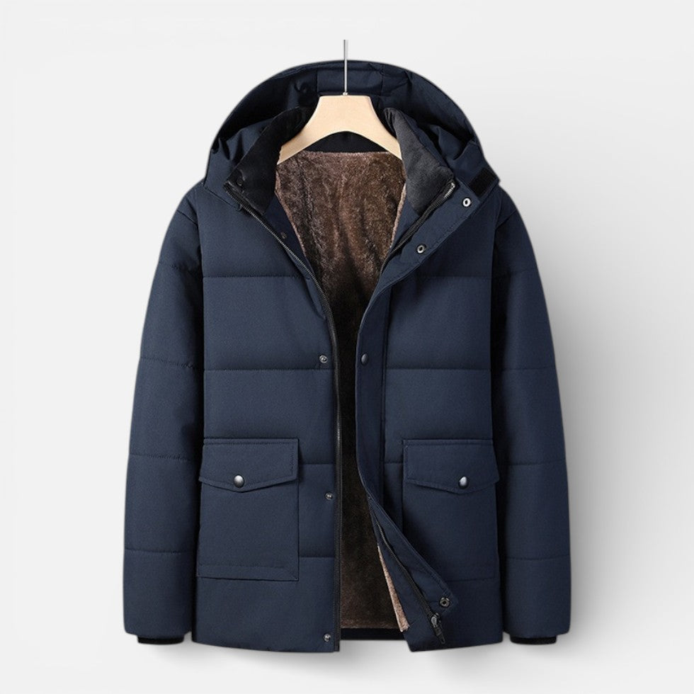 Herren Winterjacke mit Kapuze und warmem Innenfutter