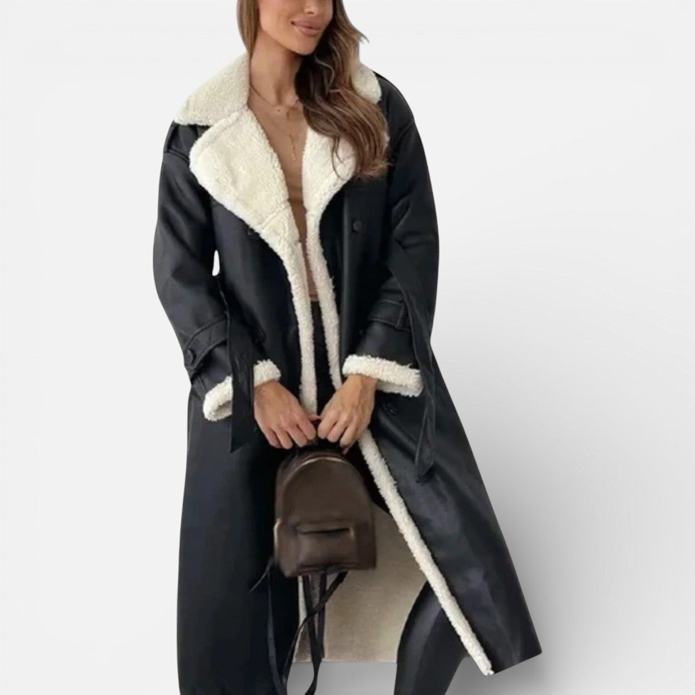 Women's trench coat with teddy lining and long cut