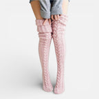 Women's Over-the-Knee Socks with Cable Knit Pattern