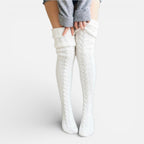 Women's Over-the-Knee Socks with Cable Knit Pattern