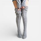 Women's Over-the-Knee Socks with Cable Knit Pattern