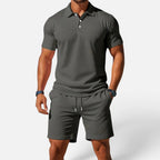 Herren Poloshirt und Shorts Set Kurzarm Strukturmuster