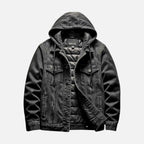 Denim jacket with hood and removable vest