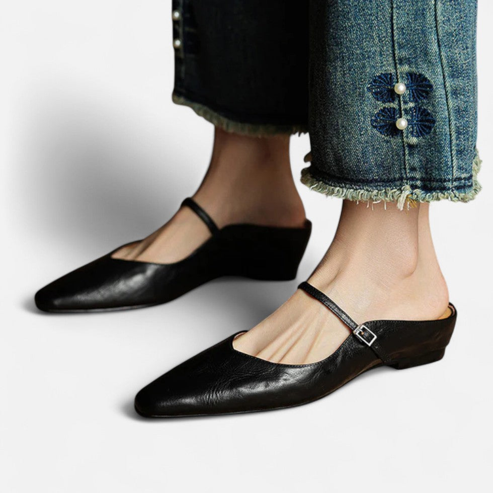 Mules mit Riemchen und spitzer Zehenpartie für Damen