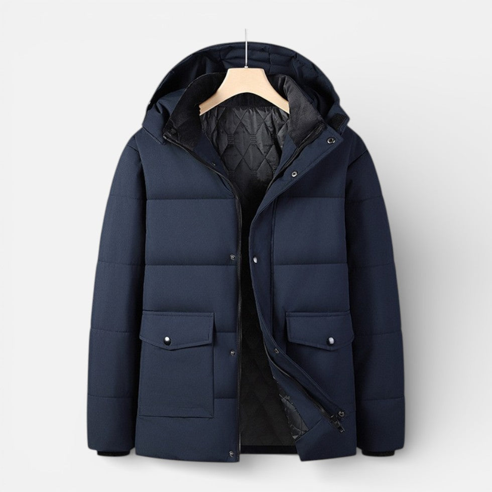 Herren Winterjacke mit Kapuze und warmem Innenfutter