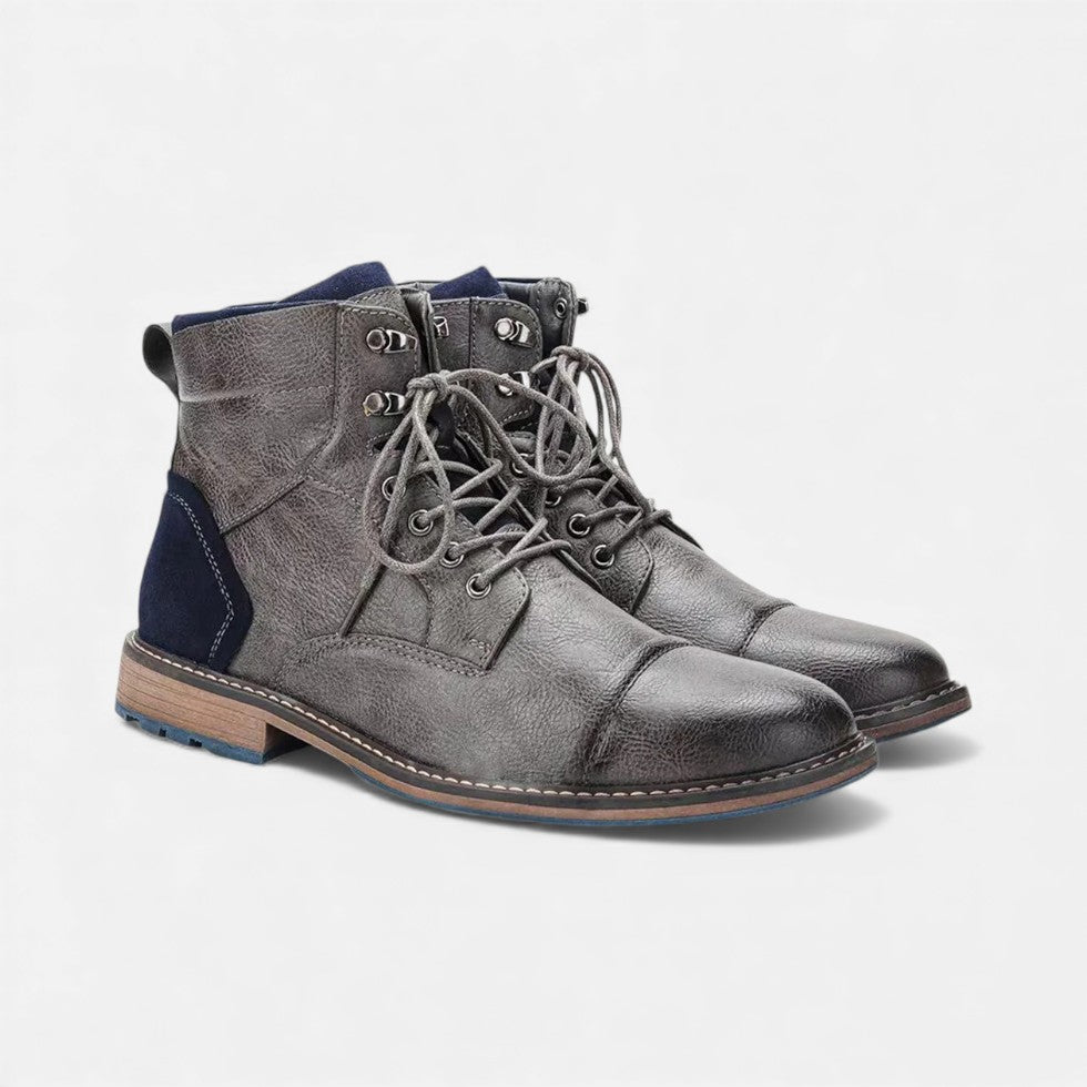 Schnürstiefeletten für Herren mit Strukturleder