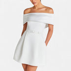 Schulterfreies Cocktailkleid Damen mit elegantem Faltendetail