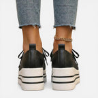Damen Sneaker mit Plateau Sohle und Schnürung