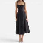 Midikleid Trägerkleid Gerafft Polyester Schlitz Saum