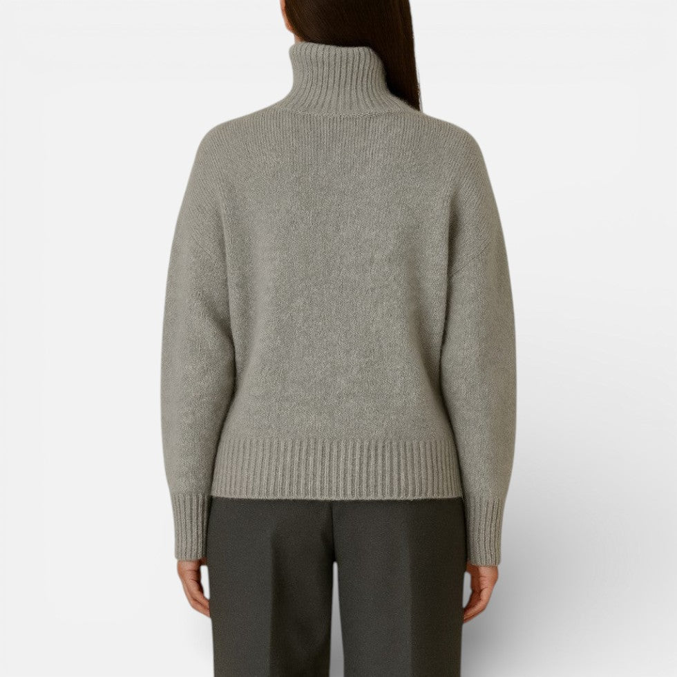 Damen Strickpullover aus Merinowolle mit Rollkragen und lockerem Schnitt