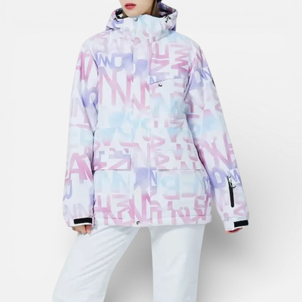 Women's ski suit with hooded jacket and ski pants