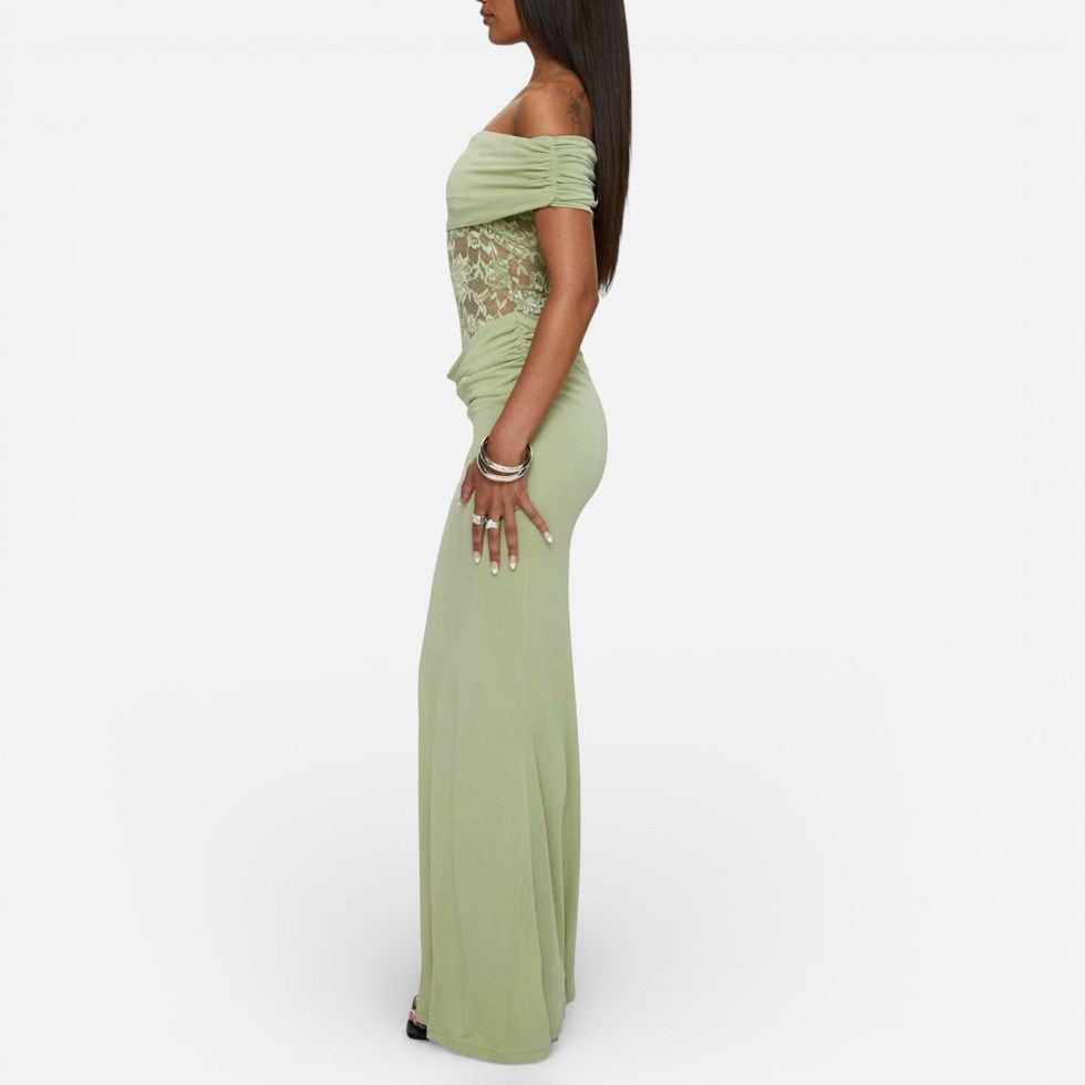 Schulterfreies Umstandskleid mit Spitze