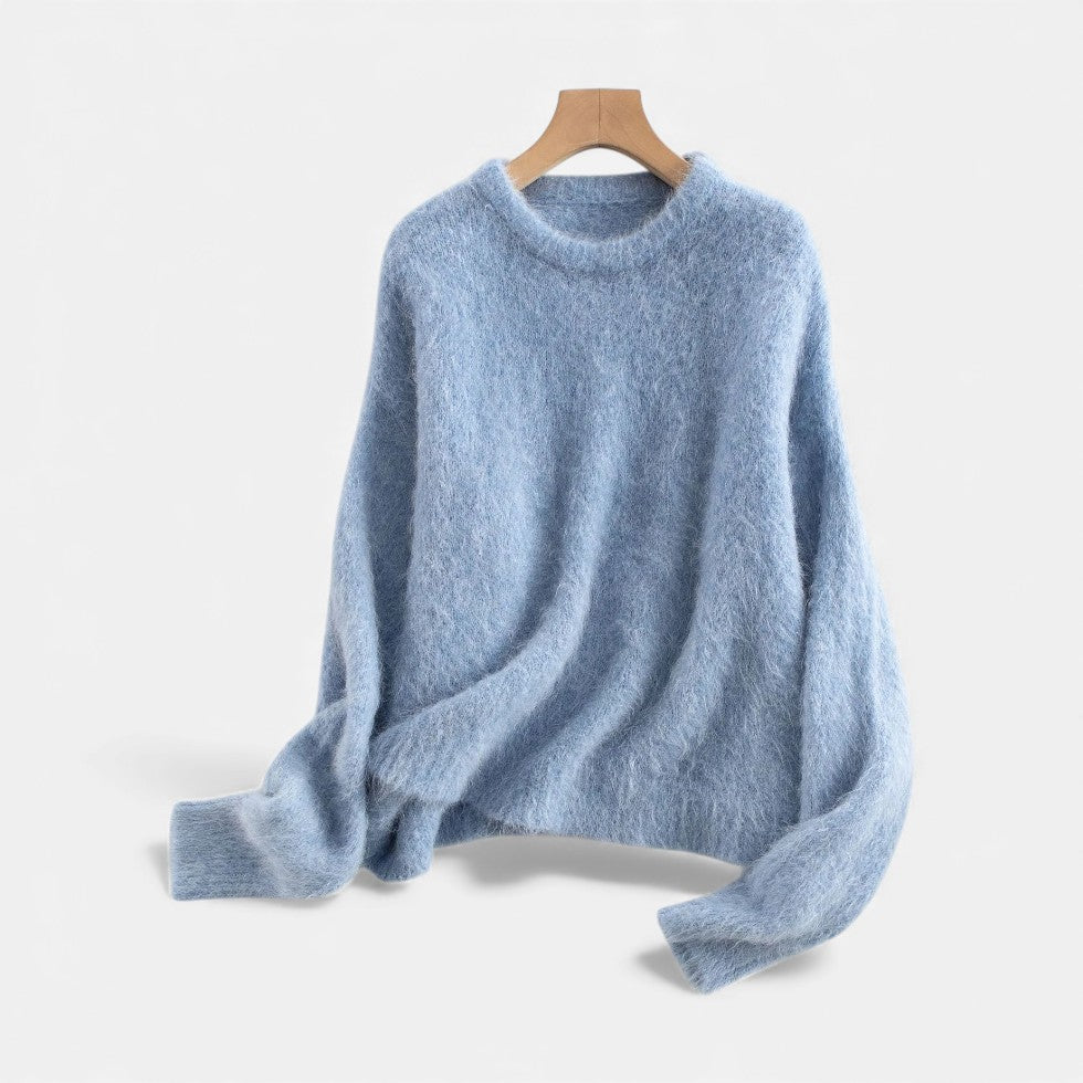 Damen Kaschmir Strickpullover mit weicher Flauschstruktur