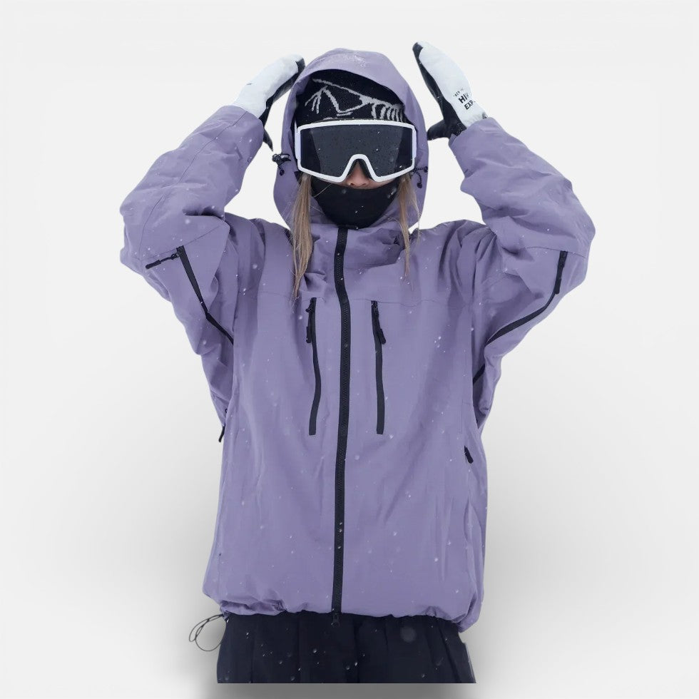 Damen Skijacke mit Kapuze und Reißverschlusstaschen