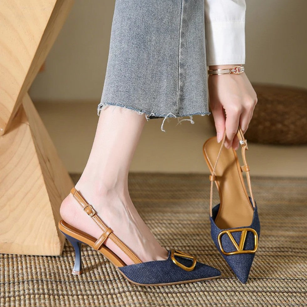 Damen Slingpumps mit zarter Riemchenform