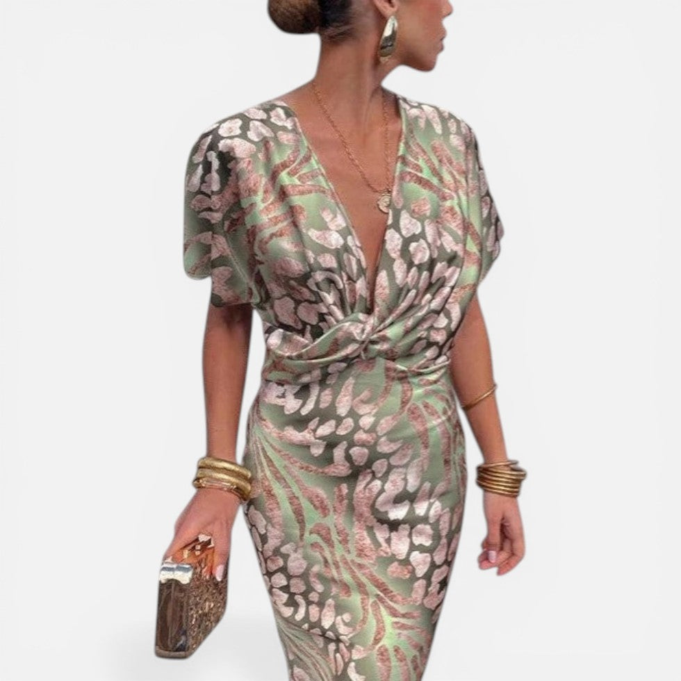 Maxikleid mit V Ausschnitt und Wickeldesign